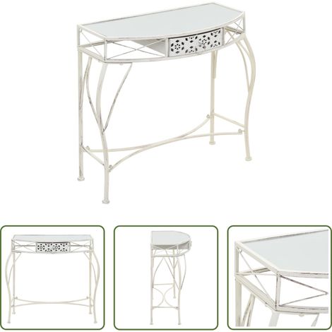 Metallbeistelltisch - Beistelltisch Französischer Stil Metall 82x39x76 cm Weiß (1/5)