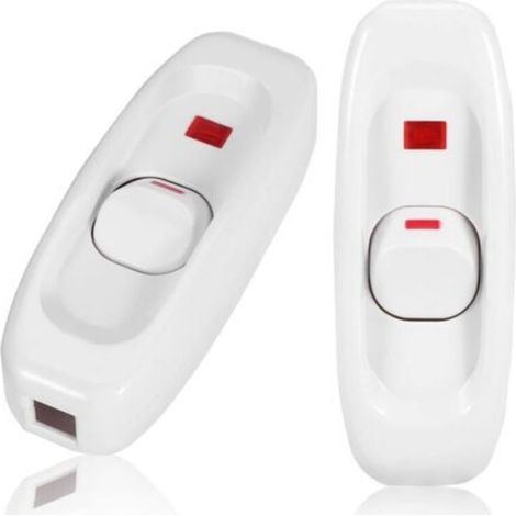 Wippschalter, Zwischenstufe, Nachttischlampe, 250 V, 10 A, Kabeleinführungsschalter mit LED-Anzeige, weiß, 4 Stück (1/4)
