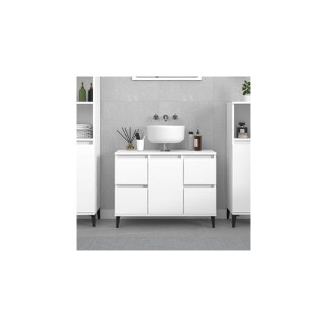 Meuble d'évier blanc 80x33x60 bois d'ingénierie (1/5)