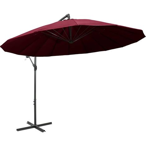 Parasol suspendu, Parasol pour Balcon Jardin Plage Terrasse, Bordeaux 3 m Mât en aluminium OIB9439E (1/5)