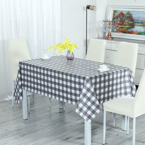 Nappe toile cirée PVC Rectangulaire 140 x 200 cm Vichy Gris