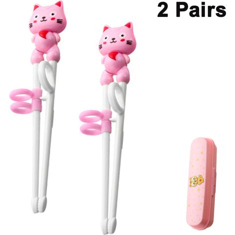 2 paires Baguettes, Anneau de maintien, Plastique sans BPA, Antidérapantes, Cuisine asiatique, École, Voyage (1/5)