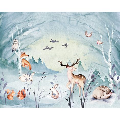 Papier peint panoramique enfant Veillée Animale (1/4)