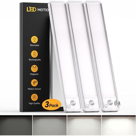 Filiyano – Réglette LED sous meuble 30 cm, lot x3 – Détecteur mouvement – Batterie 2200 mAh, blanc froid 6000 K, USB-C rechargeable, dimmable (1/5)