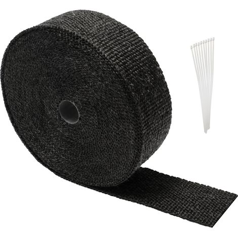 SWANEW 10M Titanio isolamento termico nastro tubo di scarico nero con 10 fascette metalliche (1/5)