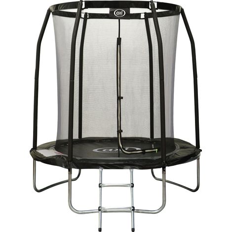 Axi Houston Trampoline Rond - Filet Ø 180 Cm En Noir  Trampoline Hors Sol - 6 Ft - Pour Enfants - Avec Bordure, Echelle Et Filet De Sécurité  Pour Le Jardin / L'Extérieur  Surface De Saut : 144 Cm