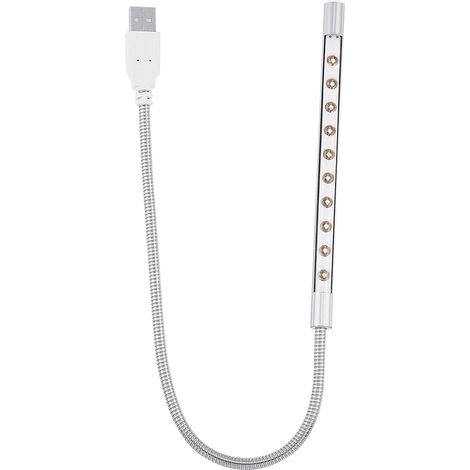 Lampe LED USB portable 10 pièces, haute luminosité pour PC et ordinateur portable, design argenté moderne (1/5)