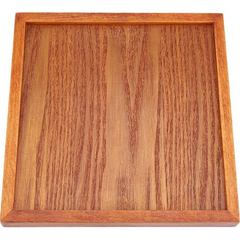 Plateau carré en bois massif pour thé, café, sushis et en-cas, idéal pour cafés et restaurants (22 x 22 cm) (1/5)