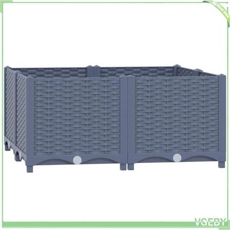 Lit surélevé (jardinière) - FAFEICY - 310411 - 80x80x38 cm - PP - Bleu gris (1/5)