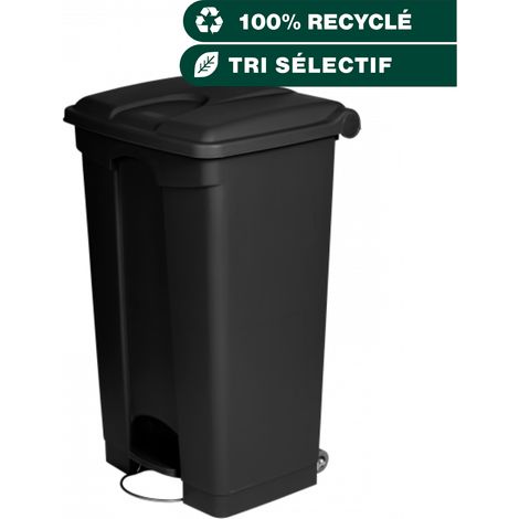 JVD - Poubelle 90L noir avec traitement antimicrobien et antibactérien en plastique recyclé - Matériel professionnel (1/4)