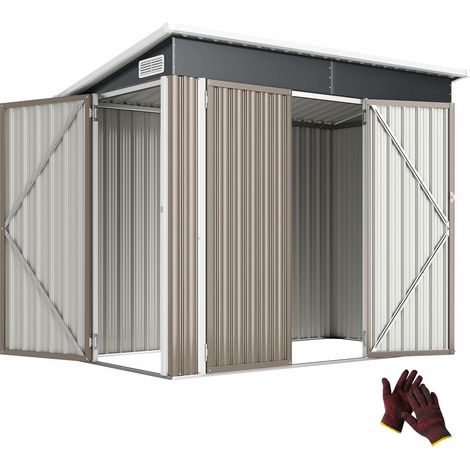 Abri de jardin métal cabane de rangement outils 3 portes verrouillables avec aérations 234x132x185cm (1/5)