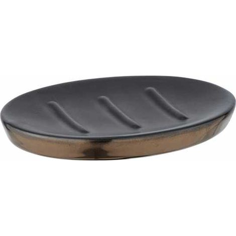 WENKO DIE BESSERE IDEE Brandol-Portasapone per Sapone, Ceramica, Nero, 10 x 1.5 x 12 cm (1/5)