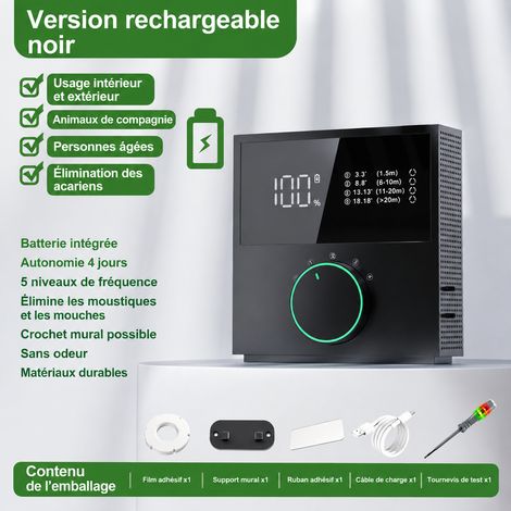 Purificateur d'air ions négatifs diffuseur d'arômes modèle rechargeable noir batterie 2400 mAh silencieux bureau 15,8 × 13,6 × 6,5 cm 415 g – Livraison gratuite