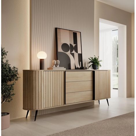 AX LIVING Sideboard mit Schubladen Sanremi Eiche Cremona Braun 196 cm