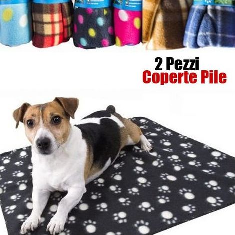 TrAdE Shop Traesio - 2x Plaid Coperta Pile X Cani Gatti 80x120cm Copri Divano Coprisedile Vari Colori - (1/2)
