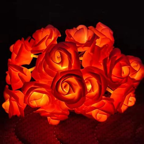 Guirlande lumineuse LED imitation rose, guirlande lumineuse pour mariage, décoration de festival, rouge clair (1/2)