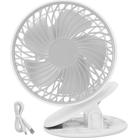 Ventilateur de bureau portable 3 vitesses avec pince, idéal pour maison, bureau et chambre - Blanc (1/5)