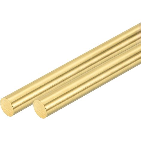 2 Pcs 23/64"(9mm) Dia Round Rod Full Brass, 8"(203mm) Length Tower Bar H62 Brass Round Brass Rod for DIY Craft Industry Construction (1/5)