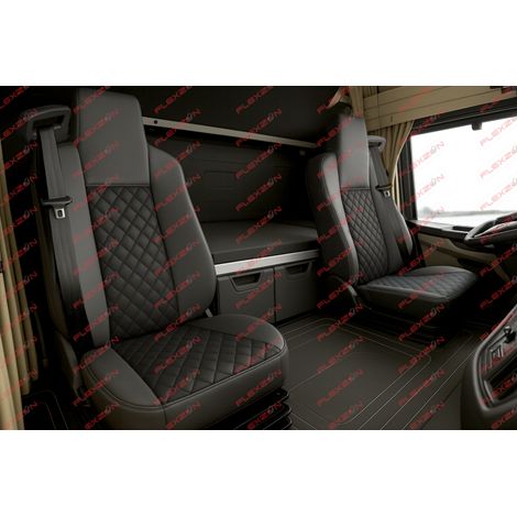 Sitzbezüge-Set 1+1 aus Kunstleder für MAN TGX Euro 6 2021+ – schwarz