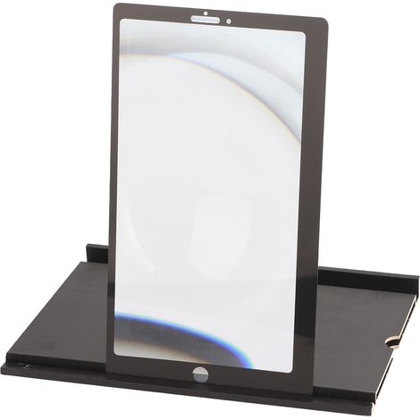 Loupe d'écran de téléphone portable double usage de 12 pouces en bois, support de téléphone haute définition 3D avec protection oculaire, conception horizontale et verticale, aspect bois noir.