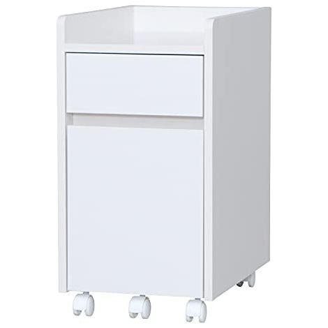Iris Ohyama, Caisson de Bureau, Placard de rangement mobile, avec roulettes, 2 tioirs et 1 étagère, Documents & Dossiers, Montage facile, Bois solide, Chambre - Desk Cabinet FDK-3059- Chêne Blanc