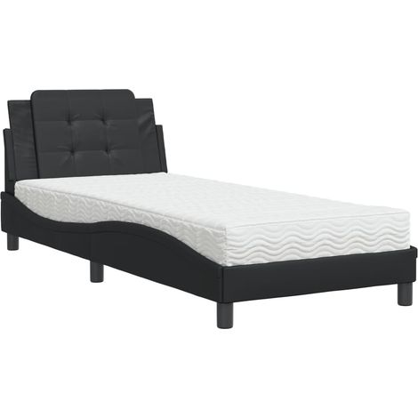 Maison Exclusive - Cadre de lit sans matelas Zadar noir 90x190 cm similicuir (1/5)