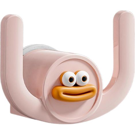 Crochets porte-chaussons de salle de bain à motifs de dessins animés mignons, étagère à chaussures adhésive murale, gain de place dans la salle de bain, rose. (1/5)