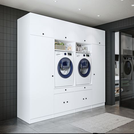 Roomart S1 Waschmaschinen-Umbauschrank 254 cm, Weiß