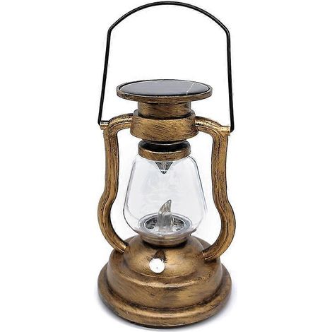 Lampe lanterne LED rétro, lampe solaire rechargeable à économie d'énergie, lampe de poche portable avec crochet de suspension, lampe de tente. (1/5)