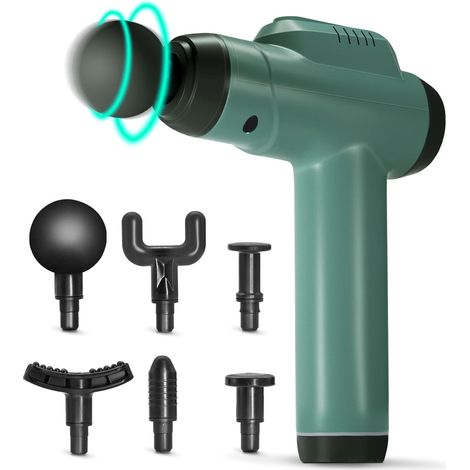Pistolet de massage à percussion - Appareil de massage portatif à vibrations pour muscles et tissus profonds - Moteur sans balais silencieux - 6 massages-AquaForge