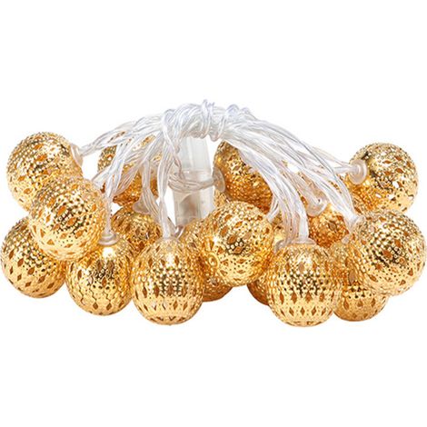 Guirlande lumineuse marocaine en forme de globe, USB, 8 modes, 7,3 m (24 pi), 50 LED, or rose, décorative, style bohème, pour Diwali, décoration intérieure (mur, mariage, chambre, ferme, jardin, patio (1/5)