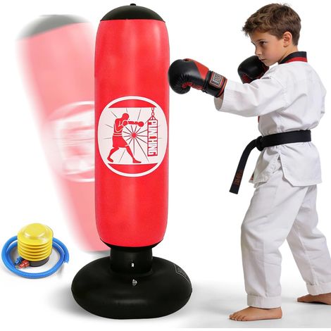 Sac de frappe gonflable pour enfants, 160 cm, pompe à air incluse (1/5)