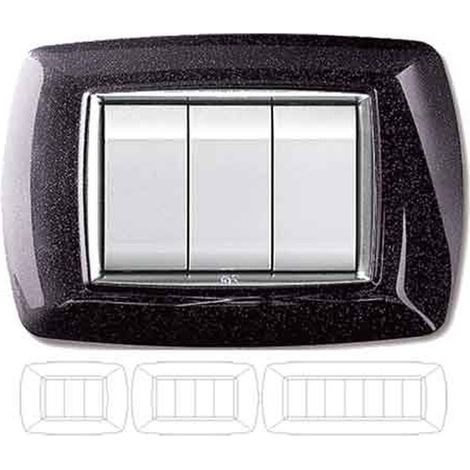 PLAQUE DE COUVRE-INTERRUPTEUR NOIRE PAILLETÉE 'MYLIFE' 7 Modules