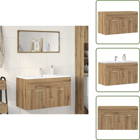 Mueble de baño - vidaXL Mueble de lavabo de baño madera roble artisan 90x38,5x46 cm - Armario de baño roble