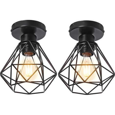 Lot de 2 Plafonnier Industriel Lampe de Plafond Vintage Tuyau de Style Applique Murale Plafond Lumière avec 4 Lampes - Couleur: Rouille BLOW (1/5)