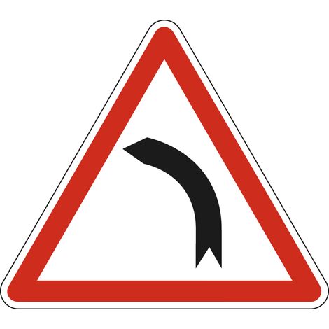Panneau de signalisation danger virage à gauche - Triangulaire ISO 7010 - Gamme Ecolign - Classe 1 - 500mm