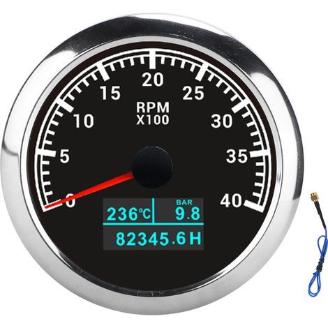 Tachymètre du Pointeur, RPM Gauge ABS ABELLEST ACIER INSTALLATION FACILLE TACHOMOMOTomment RPM pour le Camion pour Voitures (cadran blanc) (cadran noir). (1/5)