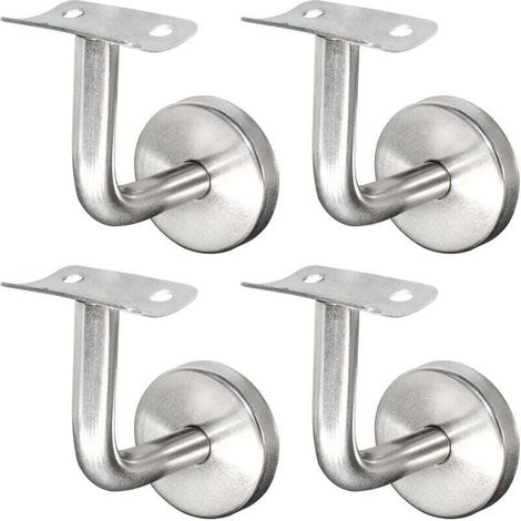 Supports de Main Courante pour Fixation Murale Supports de Rail d\'escalier Inox Supports Muraux Supports de Main Courante pour Rampe Escalier Support Mural de Garde-Corps Argent 4 Pices (1/4)