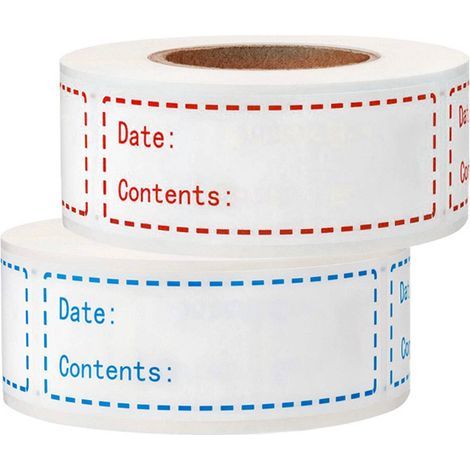 Etiquettes de Congélateur Étiquettes Autocollantes Étiquettes Amovibles2 Rouleaux pour Confiture pour La Maison Ou Le Restaurant En Conserve 75x25mm(rouge bleu) (1/5)