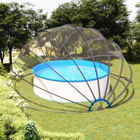 Dôme de piscine 550x275 cm – Couverture en PVC avec cadre en fibre de verre – Protection contre soleil et pluie – Réchauffement rapide de l'eau (1/5)