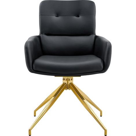 Esstisch-Set 3-teilig: Runder Glastisch Ø 85 cm mit 2 Drehstühlen, Schwarz und Gold - PANGIVO (1/5)