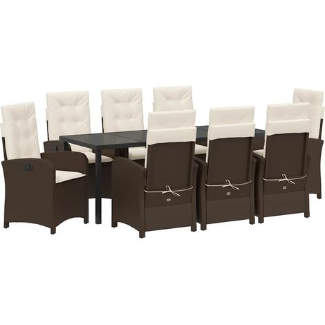 Maison Exclusive - Garten Essgruppe mit Kissen 9 pcs Braun Poly-R