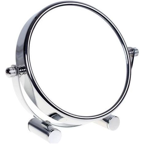Miroir cosmétique sur Pied, Grossissement x5, Compact Miroir de Table, 6 inch, orientable sur 360°, 100% et 500%, Chrome, Miroir de Ø 15,3 cm