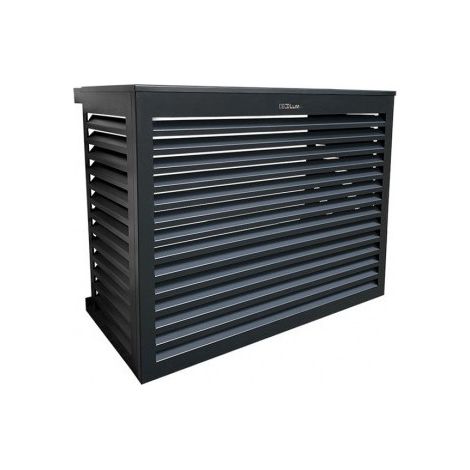 Cache climatiseur au sol aluminium gris anthracite – Taille S – Dimensions H 69 x L 94 x P 46-61 cm – Visserie inox – Peinture anti-UV – Decoclim