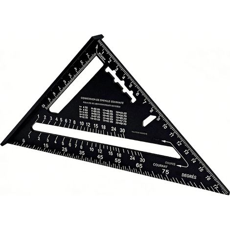7-Zoll-90°-Dreieckwinkel aus Aluminiumlegierung für Holzbearbeitung und Rahmenbau, metrische/imperiale Umrechnung, Winkelmesswerkzeug, schwarz, 1 Stück (1/3)
