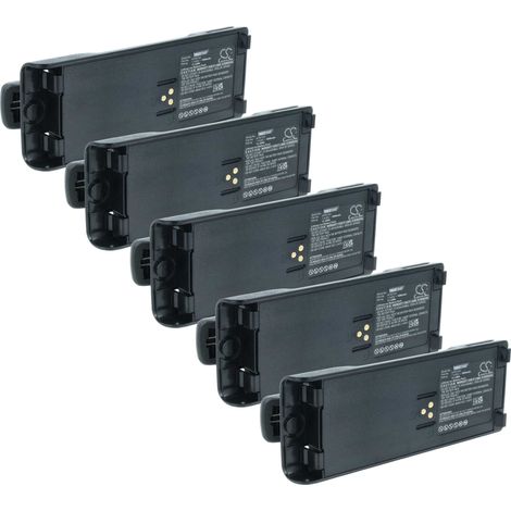 vhbw 5x Akku kompatibel mit Motorola PTX1200, MTZ2000, MTX9000 Funkgerät, Walkie Talkie (1800 mAh, 7,4 V, Li-Ion) + Gürtelclip