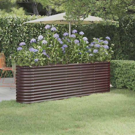 vidaXL Jardinera arriate acero galvanizado marrón 224x40x68 cm (1/5)