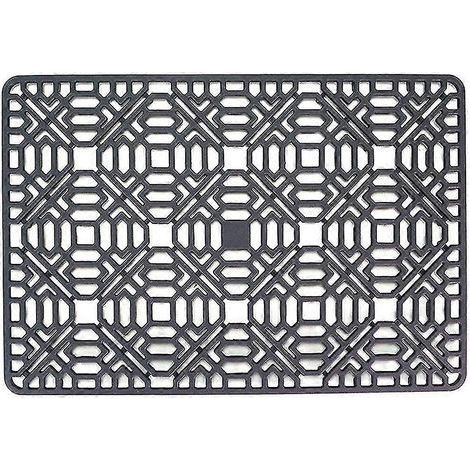 Tapis de protection pour évier de cuisine, pour fond d'évier en acier inoxydable ou en porcelaine, en silicone gris. (1/5)