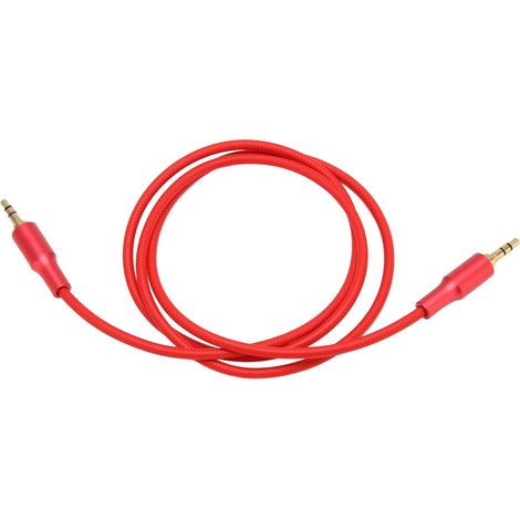 Câble auxiliaire audio 3,5 mm mâle-mâle professionnel en nylon tressé, câble stéréo 3,5 mm pour écouteurs et haut-parleurs de voiture, 1 m (3,3 pi), rouge (1/4)