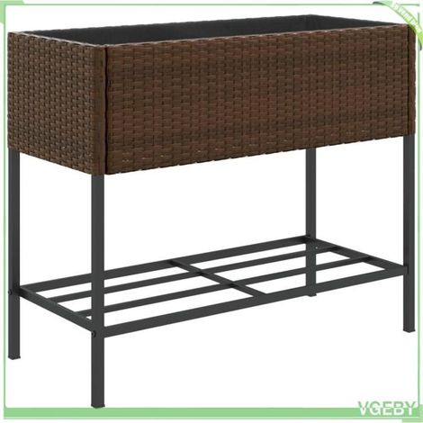 Jardinière - FAFEICY - 366385 - Marron - Résine tressée (poly rotin) - Étagère intégrée (1/5)